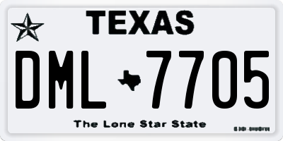 TX license plate DML7705