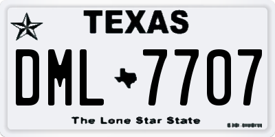 TX license plate DML7707