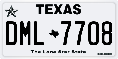 TX license plate DML7708
