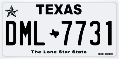 TX license plate DML7731