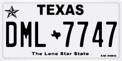 TX license plate DML7747
