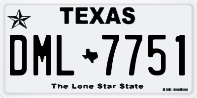 TX license plate DML7751
