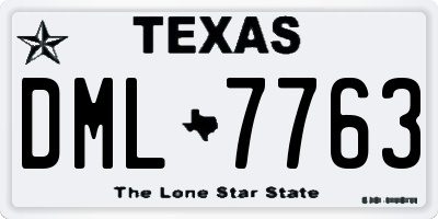 TX license plate DML7763