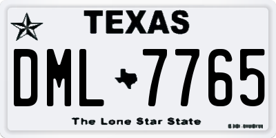 TX license plate DML7765