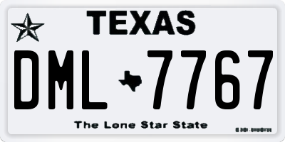 TX license plate DML7767
