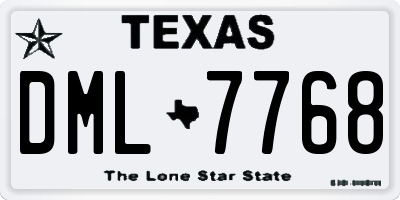 TX license plate DML7768