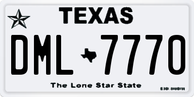 TX license plate DML7770