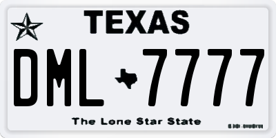 TX license plate DML7777