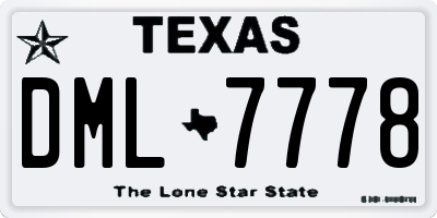TX license plate DML7778