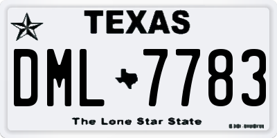 TX license plate DML7783