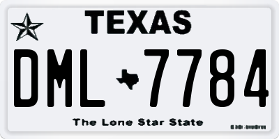 TX license plate DML7784