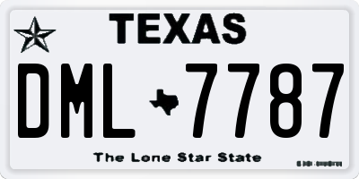 TX license plate DML7787