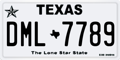 TX license plate DML7789