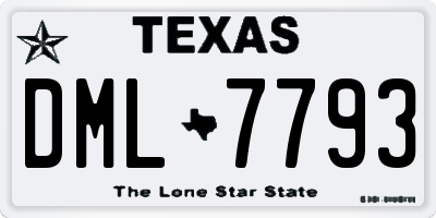 TX license plate DML7793