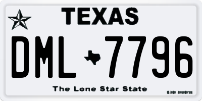 TX license plate DML7796