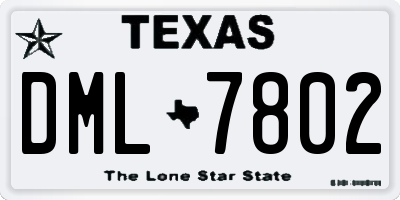 TX license plate DML7802