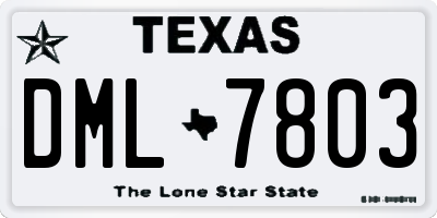 TX license plate DML7803