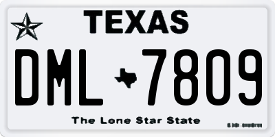 TX license plate DML7809