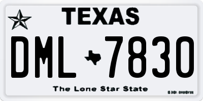 TX license plate DML7830