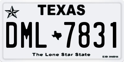 TX license plate DML7831