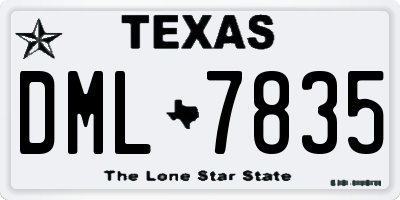 TX license plate DML7835