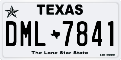 TX license plate DML7841
