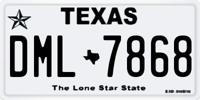 TX license plate DML7868