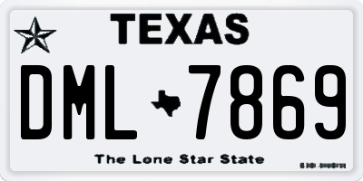 TX license plate DML7869