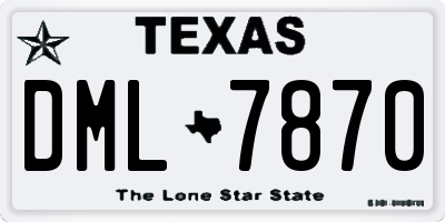 TX license plate DML7870
