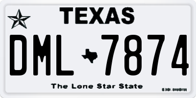 TX license plate DML7874