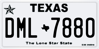 TX license plate DML7880