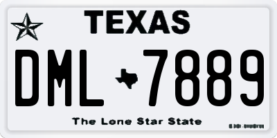 TX license plate DML7889