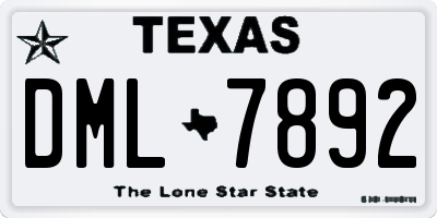 TX license plate DML7892