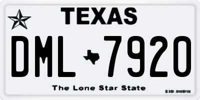 TX license plate DML7920