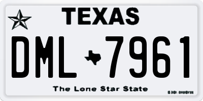 TX license plate DML7961
