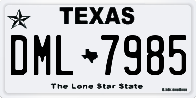 TX license plate DML7985