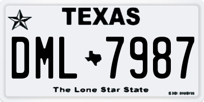 TX license plate DML7987