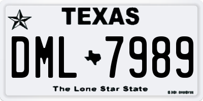 TX license plate DML7989