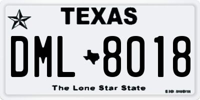 TX license plate DML8018