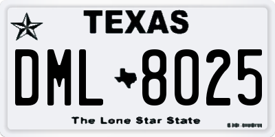 TX license plate DML8025