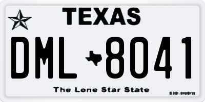 TX license plate DML8041