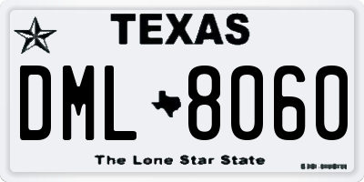 TX license plate DML8060