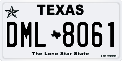 TX license plate DML8061