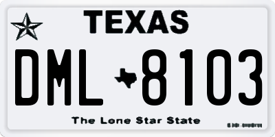TX license plate DML8103