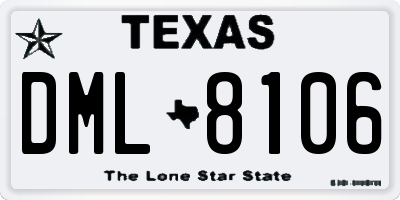 TX license plate DML8106