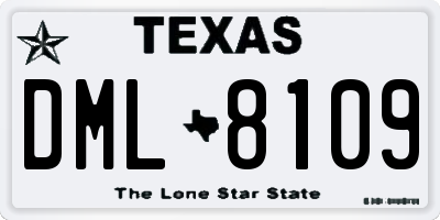 TX license plate DML8109