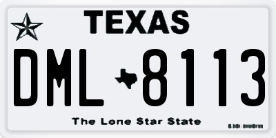 TX license plate DML8113