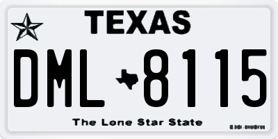TX license plate DML8115