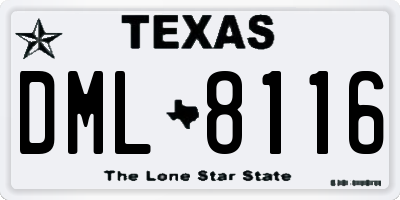 TX license plate DML8116