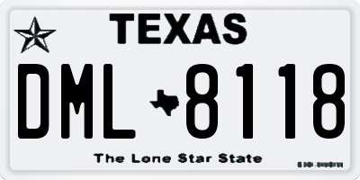 TX license plate DML8118